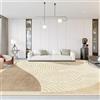 QJDTZMD Tappeto Salotto 150 x 180 cm Tappeto Antiscivolo Lavabile Pelo Corto Tappeti per cucina Corridoio Camera da Letto Linee geometriche moderne beige marrone