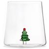 H&H Bicchiere in vetro borosilicato 48 cl con decoro Albero di Natale