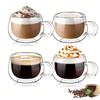 LoveFirst 4x150ml Tazza Caffè Doppio Vetro Borosilicato, Bicchieri da Espresso a Doppia Parete con Manico, Trasparenti, Realizzate a mano, per Latte,Cappuccino,Bevande Calde, Tè,Succo di Frutta