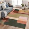 Generic Tappeto lavabile giallo senape rosso marrone verde oliva - design geometrico minimalista e moderno, pelo corto in finta lana, tappeti morbidi per soggiorno, moquette decorativa per la casa