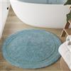 Wecon Home Basics Knut - Tappeto morbido e trapuntato in cotone con bordatura - Antiscivolo e lavabile (⌀ 80 cm, rotondo, blu fumo)