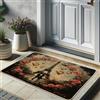 Generic Zerbino romantico vintage, rose rosse e torre Eiffel, per ingresso esterno e interno, decorazione per San Valentino, in gomma, impermeabile, antiscivolo, antipolvere, facile da pulire, 73 x 43 cm