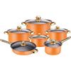 URFEDA Set di pentole in acciaio inossidabile, 12 padelle e pentole, con coperchio in vetro temperato, batteria da cucina induzione, 16 cm/18 cm/20 cm/22 cm/24 cm/24 cm, regalo di appendere cremagliera