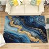 Generico Soft Touch Tappeto Salotto Pelo Corto 180x240 cm, Moderno Tappeto Motivo Marmo Fluido Antiscivolo Lavabile per Camera da Letto, Ingresso - Blu e Oro Antivegetativa Tappeti