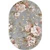 Rururug Home Lavabile Tappeti di Design per Salotto tappeto ovale grigio con fiori rosa Arredamento Interno Yoga Tappeto Soggiorno e Camera da Letto 100 x 100 cm