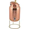 Golden Drops Distributore d'acqua in puro rame martellato con rubinetto e supporto, brocca Matka da 5 litri con 2 bicchieri martellati, marrone