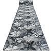rugsx Passatoia gommata MONSTERA Foglie, tappeto antiscivolo per cucina, corridoio, soggiorno, robusto, moderno, grigio 67x250 cm