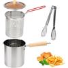 BlyeMichdi Pentolino Friggitrice con Cestello in Acciaio Inox, Pentola per Friggere 2.5L con Filtro Maglia e Pinza, Pentola Antiaderente per Friggere ad Induzione, Adatto per Friggere, Filtrare Olio,16.1x17.5cm
