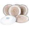Van Well Riva - Set di 6 piatti da dessert, in porcellana resistente, con motivo - moderno stile rustico, adatto per forno a microonde e lavastoviglie - Piccoli piatti da dolce, 6 pezzi