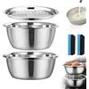XKrmp 3-in-1 German Multifunctional Stainless Steel Basin Set - Professional Grater, Strainer & Mixing Bowl System - Heavy Duty Vegetable Slicer, Rice Rinser & Pasta Colander (30CM)