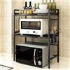 LANTUS Mensola Microonde Allungabile Forno a Supporto,Scaffale per Forno a Microonde Cucina della Griglia del Forno Salvaspazio (40/64 * 36,5 * 78cm-nero)
