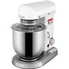 Ristoattrezzature Planetaria Impastatrice Professionale Monofase - Capacità 5 lt (Capacità Farina 500 gr, Capacità Impasto 2 kg) - Giri Motore 0-302 Rpm, Potenza 0.5 kW