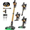 SUXIANGVAC Aspirapolvere Senza Fili 45KPa/500W/45min, Scopa Elettrica Potente a Batteria con 3 Livelli, Display LED, Spazzola Anti-Avvolgimento per Pavimenti, Tappeti, Capelli, Auto - Arancio