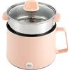 Chensyo Pentola per fonduta elettrica doppia con cestino a vapore 1,7 litri pentola da viaggio portatile per cucinare zuppa di tagliatelle adatta per dormitori, feste e viaggi (rosa)