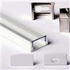 AFTERTECH 1x 3metri 1708B 17x8mm PROFILO ALLUMINIO BIANCO PER STRISCE STRIP LED BARRA RIGIDA 3MT + COPERTURA (1x 3metri 1708bianco clear)