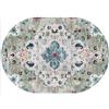 Rururug Tappeti Ovale Pelo Corto Antiscivolo Lavabili Tappeto per Salotto Soggiorno Modern Design Arredamento Ornamenti, Design vintage floreale colorato verde chiaro Oval 100 x 160 cm