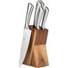 KARL HAUSMANN Set Coltelli Cucina con Ceppo Legno - 6 Pezzi - Ceppo Coltelli in Legno di Acacia - Coltelli Cucina Acciaio Inox con Coltello Chef e Coltello Pane
