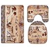 A.Monamour Set Tappeti Bagno 3 Pezzi Completo Dei E Faraoni Egiziani Scena Dell'Antico Egitto Murales Di Anubi Geroglifici Antiscivolo Morbidi Assorbente Lavabile Tappetini per Il Bagno WC Bidet