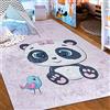 Mazovia Tappeto Salotto - Tapeto Stampato Pelo Corto - Morbido Tappeto Camera da Letto - Antiscivolo Tapeto EMMA - Tappeto Bambini Motivo Panda - Rosa Pink 80x150cm
