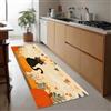 Generico Tappeto Cucina 50 x 140 cm Antiscivolo Lavabile in Lavatrice, Tappeto Ingresso Lungo Cartone Animato Gatto Nero Zucca Pelo Corto Tema Halloween per Corridoio Bagno Lavanderia Ufficio