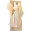 Virsus Set Posate in Legno di Betulla biodegradabili e compostabili TRIS forchetta Coltello Cucchiaio tovagliolo 3 veli, imbustate in carta Avana, stoviglie bio Eco Friendly Varie Quantità (50)