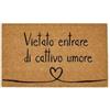 Social crazy Tappeto zerbino personalizzato - Vietato entrare di cattivo umore - cocco naturale ideale per ingressi (Cocco Naturale, 90x60 cm)