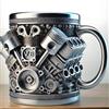 Fenayuu V8 Engines Stainless Steel Cup | 300 ML Personized 3D Engine Steel Mug | Car Engine Design Mug Isolated Travel Bumbler für Männer Kinder Freunde