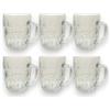 KORAT Set 6 Boccali da Birra in Vetro Decorato 250 ml Bicchieri con Manico, Dimensioni 12x9,5x14 cm, Stile Classico per Birra, Cocktail e Bevande Resistente e Festa di Piazza, Compleanni, Brocca Birra