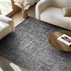 SIMPEX Tappeto in Cotone Chenille Grigio 200x290 cm Lavabile, Stile Boho, Antiscivolo e Morbido, Pelo Corto, Monocromatico Mélange, Per Soggiorno, Camera, Ufficio e Cucina