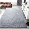 FEIJDON Tappeto Camera da Letto 115 x 220 cm Antiscivolo Tappeto Salotto Pelo Lungo Shaggy Soggiorno Pelo Lungo Monocolore Peloso Moderno per Soggiorno, Camera da Letto e Ingresso, Grigio Chiaro