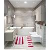 HOME ZEN HOUSEHOLD LINEN Set di Tappeti da Bagno 3 Pezzi ATENE, Disegno Greco in Rilievo, con Gomma Antiscivolo, Tappeto 45x75 cm, 2 Girowater 45x38 cm (FUCSIA)