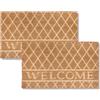 Astra Zerbino moderno per porta d'ingresso - Tappetino in cocco Set di 2 45x75cm Welcome natural - Tappetino antisdrucciolo robusto - Zerbino interno