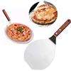 Hebudy Paletta per pizza Hebudy Round Pizza Peel Pala per torta in acciaio inossidabile con manico in legno per cottura della torta per pane 7 pollici su forno a pietra per pizza e grill