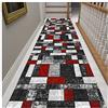 Siunwdiy Tappeto Cucina Passatoia 5 Metri,Rosso e grigio Tappeto Lungo per Cucina,Tappeti Runner Multiuso Lavabile,Runner Tappeto per Soggiorno Camera da Letto Corridoio Entrata 40X500CM