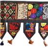 RAJBHOOMI HANDICRAFTS Mantovana per porta indiana ricamata a mano, motivo patchwork nero, 198 x 33 cm, decorazione vintage