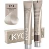 KYO Colore per capelli 100ml + ossigeno 150 ml by kyo, AMMONIA FREE E PPD FREE con collagene Marino e cheratina (12.1 Super Biondo Platino Cenere)