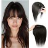 EREE HAIR Topper in veri capelli umani per donne con extension per capelli diradati, base in seta da 3,1x4,7 pollici, parrucca da 12 pollici con frangia per la caduta dei capelli, castano castano