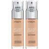 L'Oreal Paris 2x L'Oréal Paris Accord Parfait Fondotinta Fluido Naturale si Adatta al Colore della Pelle con Acido Ialuronico Colore 2.N Vanille - 2 Fondotinta da 30ml ognuno