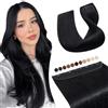Elailite Extension Capelli Veri Clip Fascia Unica #1 Jet Nero, 20cm 100% Remy Human Hair Naturali 40g Hair Extensions Quickclip Ciocca Larga 22cm