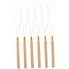 OATIPHO Strumento per Extension Chioma Uncinetto in Legno, 6 Pezzi | Acciaio Inossidabile, per Microring e Treccia Fai, Leggero, Comodo da Impugnare, Colore Caki