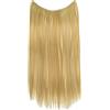 IMISSU Estensioni dei capelli lunghi e dritti con linea di pesce Parrucchino sintetico invisibile in filo metallico Copricapo a vibrazione per le donne (Pianoforte Scuro Sporca bionda,22 Pollici)
