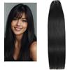 Larafona Hair Matassa Extension Umani Capelli 100% Veri Tessitura Human Hair Weft Brazilian Hair Bundles 100g/pc Nero Naturale 1B 24inch/60cm