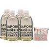 FEI FAN Sapone Extra Puro Per Mani, Viso e Corpo, LAVANDA. Con Estratto Biologico Di Foglia Di Olivo e Olio Essenziale Di lavanda 1000ml (4 Flaconi) + Kit Bottiglie Da Viaggio