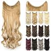 IMISSU Estensioni dei capelli ondulati a corpo lungo con linea di pesce Parrucchino sintetico invisibile in filo metallico Copricapo con estensione per capelli ricci (Rame,26 Pollici)