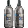 Salvatore Shampoo anti-spreco per ricostruzione del balsamo da 1 l, formula taninoplastica concentrata oro blu per capelli danneggiati e ricci e crespi, crema non profumata