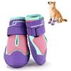 Duuclume 2 stivali protettivi per zampe per cani, antiscivolo, traspiranti e riflettenti, doppi, regolabili, lavabili, per passeggiate all'aperto, per cani di piccola e grande taglia (rosa viola, 1)