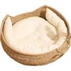 Generic Cesta per Gatti, Cesta Rotonda per Gatti in Vimini, 35 cm, Lavorata a Mano, con Cuscino in Cotone, per Tutte le Stagioni
