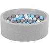 Petsona Piscina per Cani E Gatti in Morbida Schiuma Piscina per Cani 90X30cm/200 Palline Colorate Area Giochi per Cani E Gatti Fodera Rimovibile E Lavabile, Grigio Chiaro: Grigio/Bianco/Azzurro
