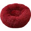 Lukery Cuccia per Cani Cuccia per Gatti, Cuscino Rotondo in Peluche Morbido Lavabile Letto Peluche Antistress Ciambella per Animali Domestici per Cani di Piccola, Media e Grande Taglia (60CM,bordeaux)