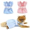 PAIDEFUL Vestito elegante per cani di piccola taglia prendisole a righe gonna estiva per cuccioli cinturino floreale abiti da principessa per animali domestici carini
